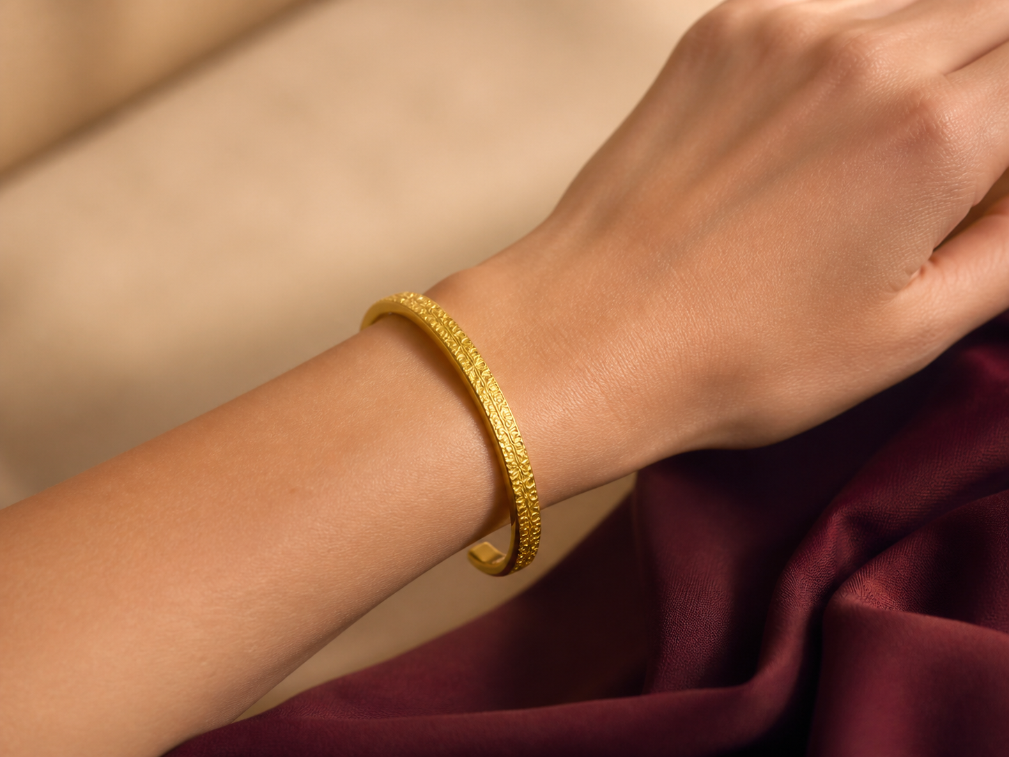 Sakura Crushed Ice Bangle worn view