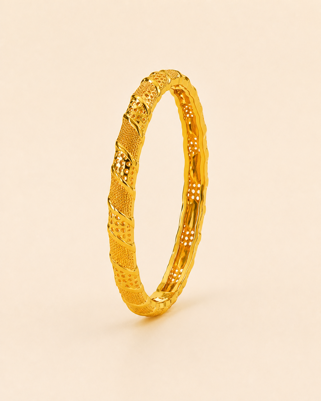 Amal Geometric Bangle – Main product image Amal Geometric Bangle golden jewelry product view