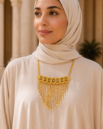 Thuraya Cascade Necklace worn by an Arab woman